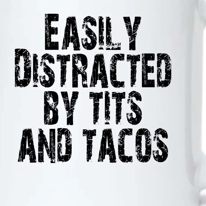 Easily Distracted By Tits And Tacos Funny Vintage Black Color Changing Mug