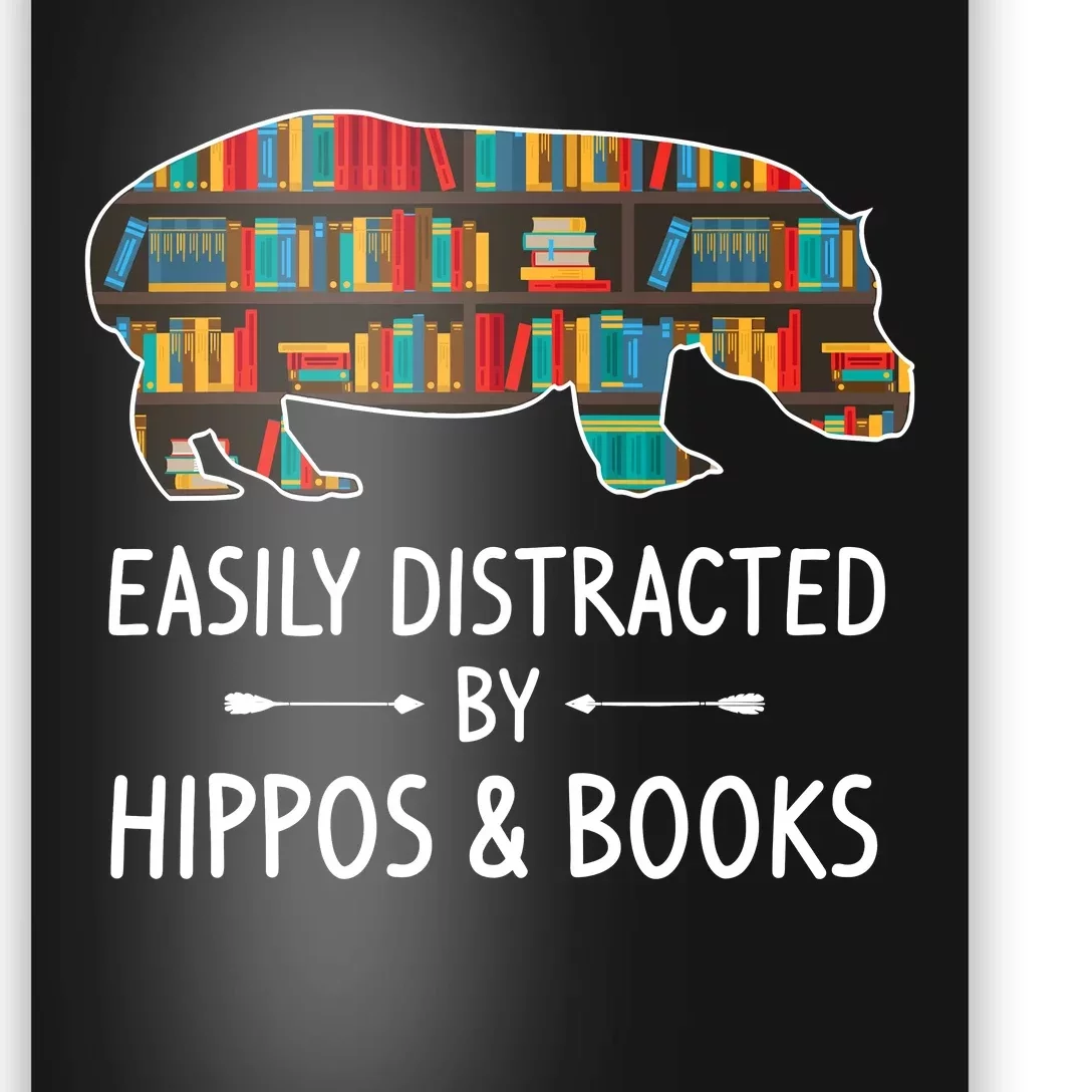 Easily Distracted By Hippos & Books Lover Gift Horse River Poster