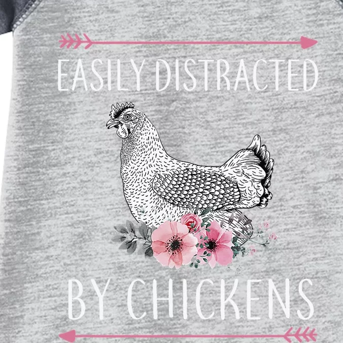 Easily Distracted By Chickens For Chicken Lovers Funny Infant Baby Jersey Bodysuit