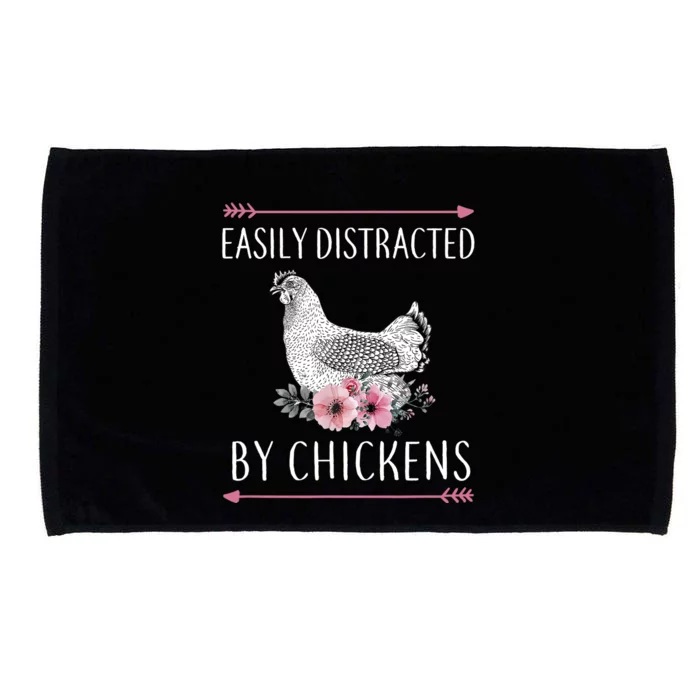 Easily Distracted By Chickens For Chicken Lovers Funny Microfiber Hand Towel