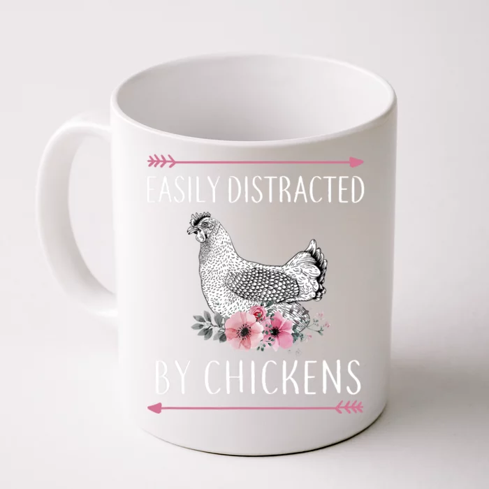 Easily Distracted By Chickens For Chicken Lovers Funny Front & Back Coffee Mug