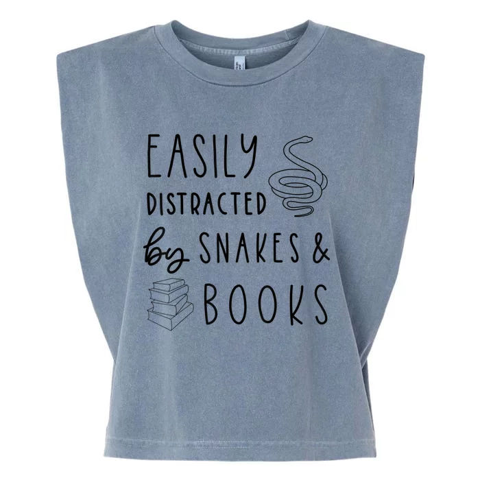 Easily Distracted By Snakes & Book Garment-Dyed Women's Muscle Tee