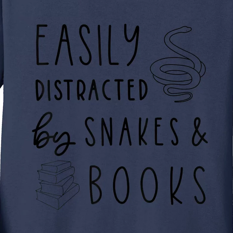 Easily Distracted By Snakes & Book Kids Long Sleeve Shirt