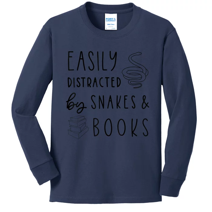 Easily Distracted By Snakes & Book Kids Long Sleeve Shirt