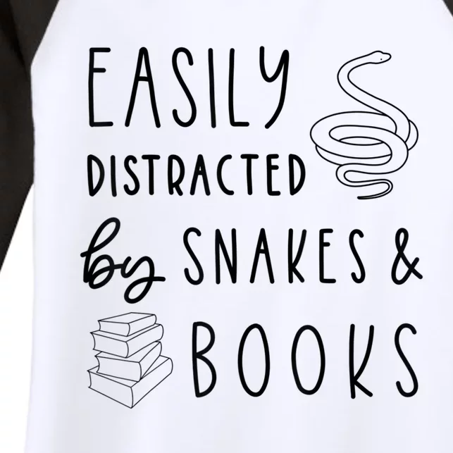 Easily Distracted By Snakes & Book Women's Tri-Blend 3/4-Sleeve Raglan Shirt