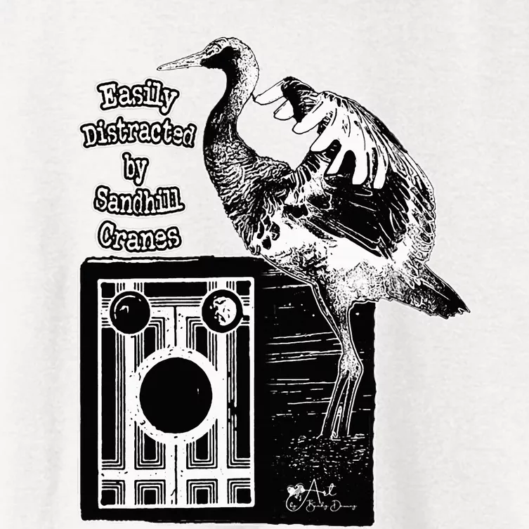 Easily Distracted By Sandhill Cranes Wantique Camera Women's Crop Top Tee