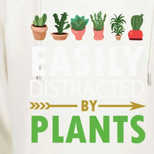 Easily Distracted By Plants Womens Funnel Neck Pullover Hood