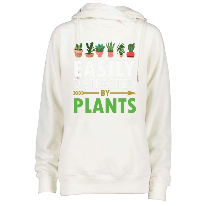 Easily Distracted By Plants Womens Funnel Neck Pullover Hood