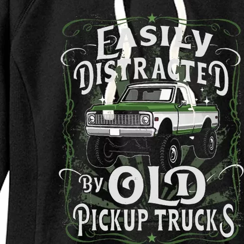 Easily Distracted By Old Pickup Trucks Easily Distracted By Women's Fleece Hoodie