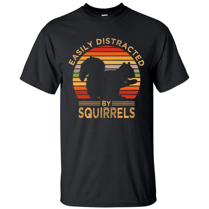 Easily Distracted By Squirrels Vintage Funny Squirrel Tall T-Shirt