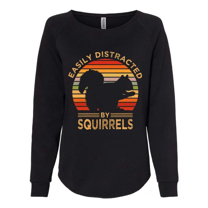 Easily Distracted By Squirrels Vintage Funny Squirrel Womens California Wash Sweatshirt