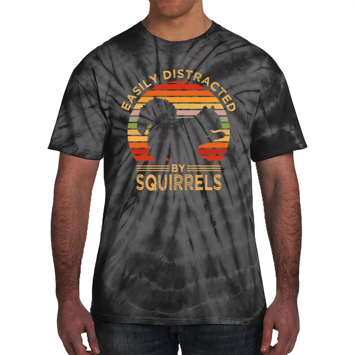 Easily Distracted By Squirrels Vintage Funny Squirrel Tie-Dye T-Shirt