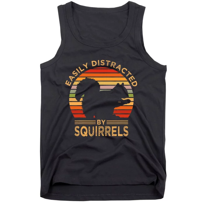 Easily Distracted By Squirrels Vintage Funny Squirrel Tank Top