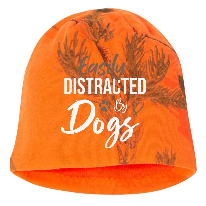 Easily Distracted By Dogs Funny Quote Pet Lover Dog Mom Copy Kati - Camo Knit Beanie