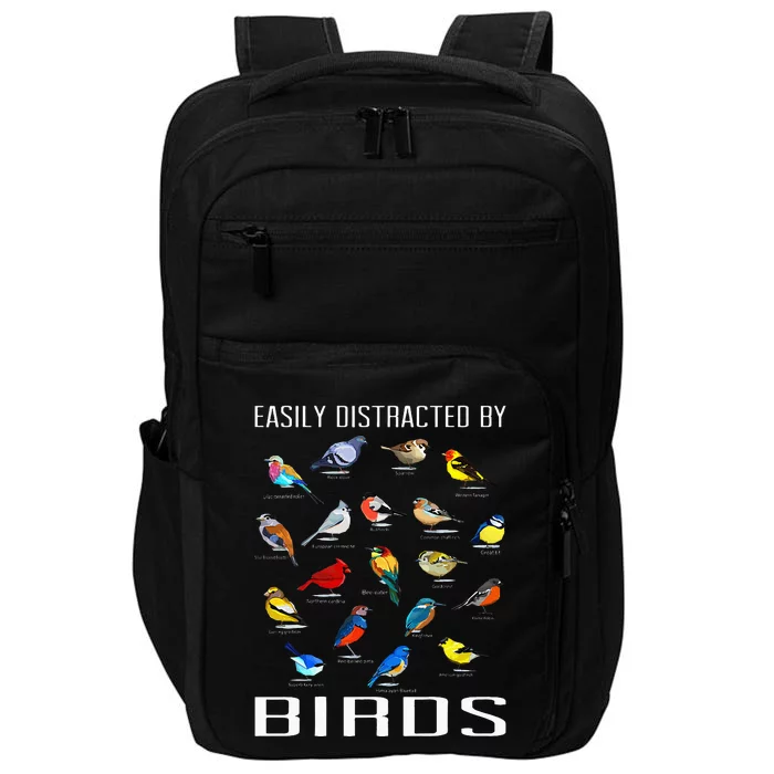 Easily Distracted By Birds Birdwatching Lover Birdwatcher Impact Tech Backpack