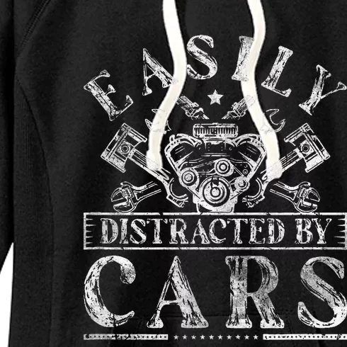 Easily Distracted By Cars Auto Mechanic Women's Fleece Hoodie