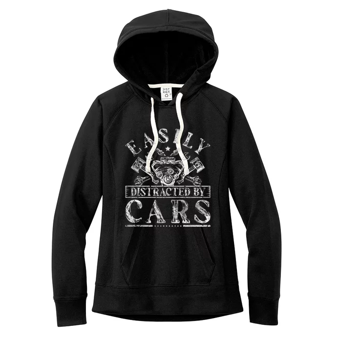 Easily Distracted By Cars Auto Mechanic Women's Fleece Hoodie