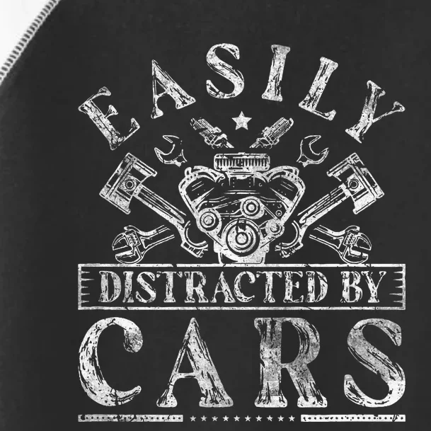 Easily Distracted By Cars Auto Mechanic Toddler Fine Jersey T-Shirt