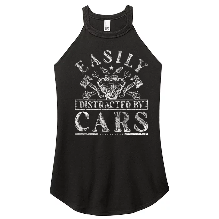 Easily Distracted By Cars Auto Mechanic Women’s Perfect Tri Rocker Tank