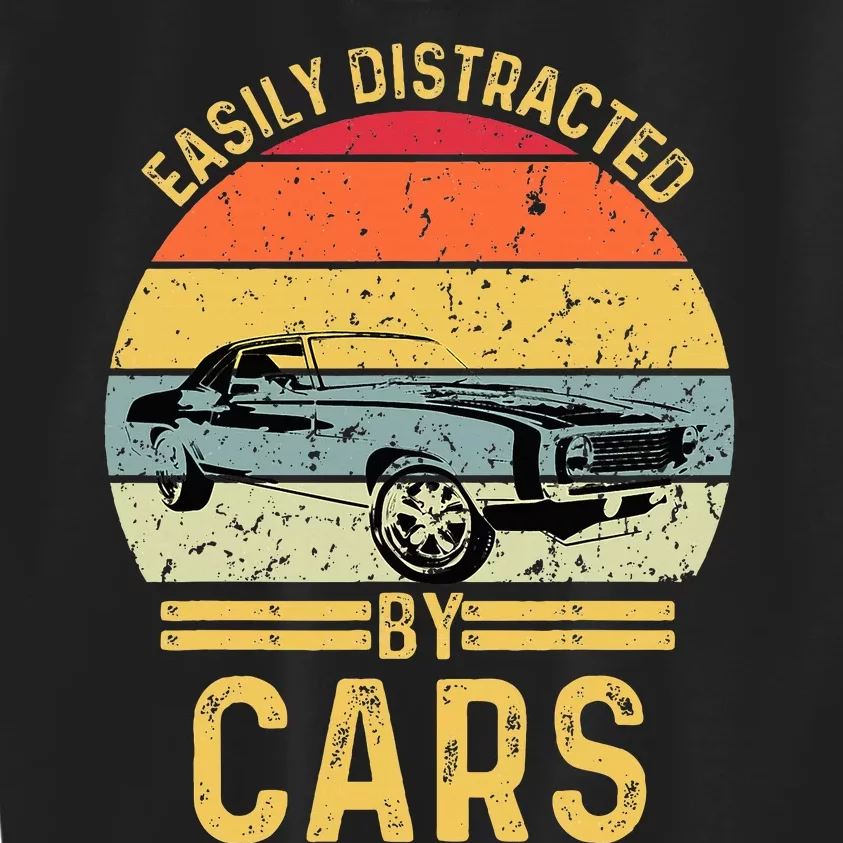 Easily Distracted By Cars Automobile Car Lover Kids Sweatshirt