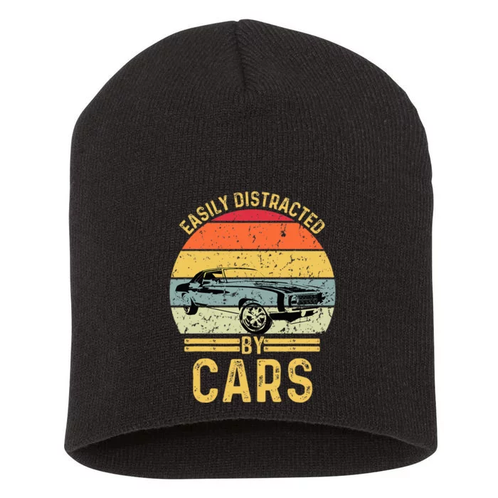 Easily Distracted By Cars Automobile Car Lover Short Acrylic Beanie