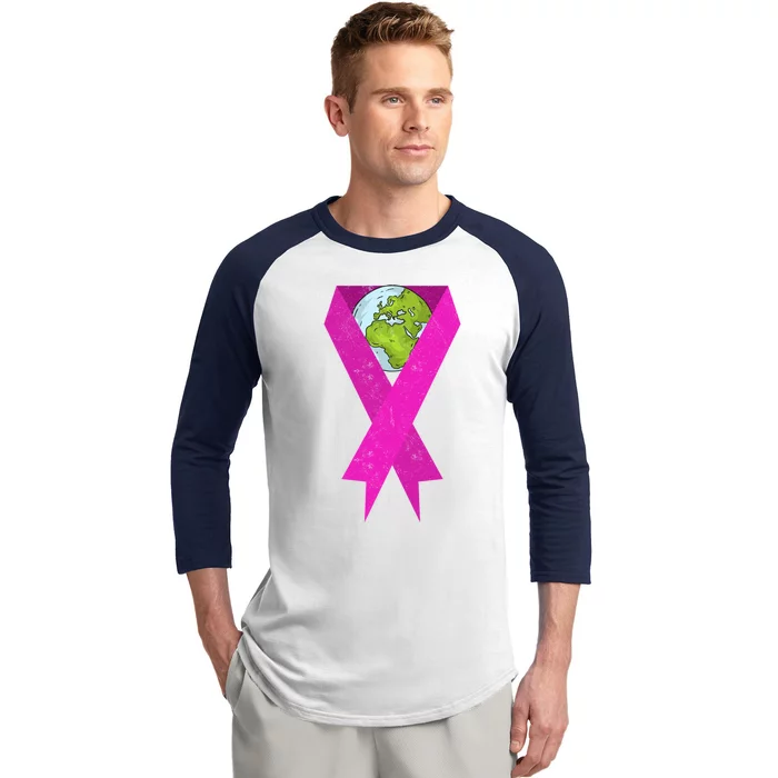 Earth Day Breast Cancer Warrior Pink Ribbon Chemo Patient Gift Baseball Sleeve Shirt