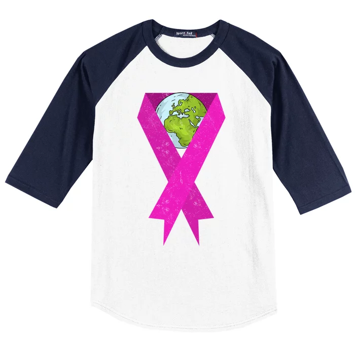 Earth Day Breast Cancer Warrior Pink Ribbon Chemo Patient Gift Baseball Sleeve Shirt