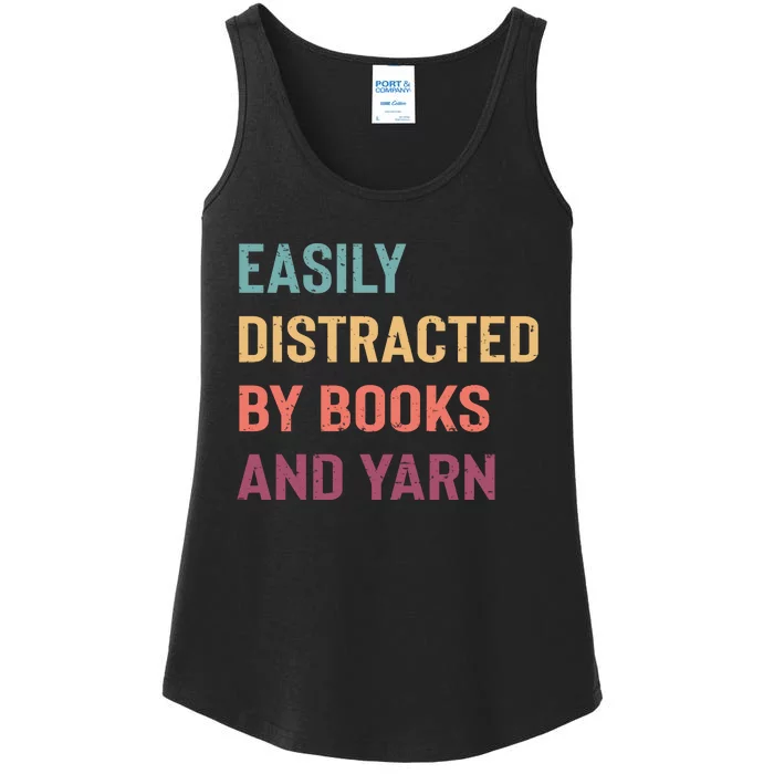 Easily Distracted By Books And Yarn Yarn Lover Ladies Essential Tank