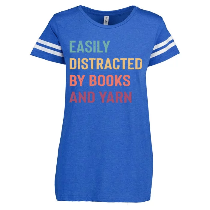 Easily Distracted By Books And Yarn Yarn Lover Enza Ladies Jersey Football T-Shirt