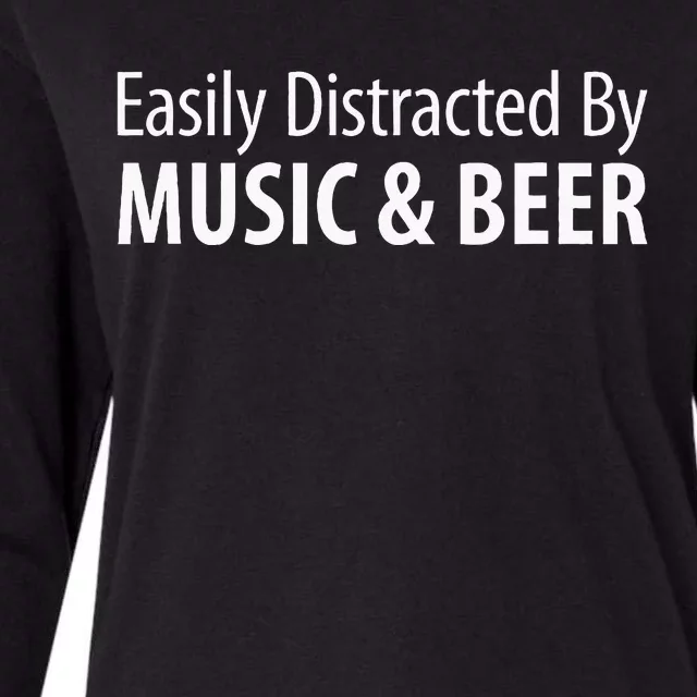 Easily Distracted By Music & Beer Womens Cotton Relaxed Long Sleeve T-Shirt