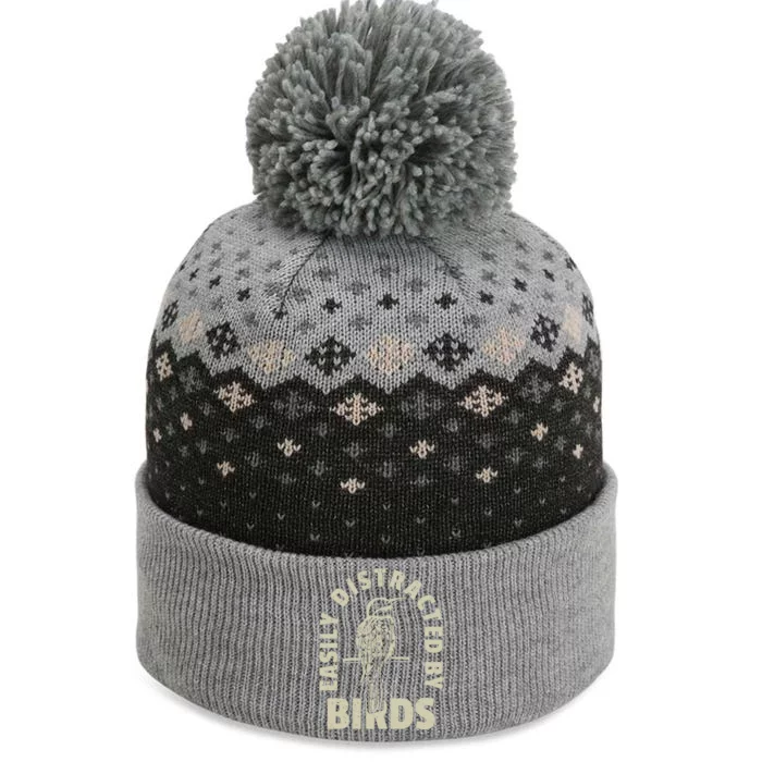 Easily Distracted By Birds Bird Cage Vintage Distress The Baniff Cuffed Pom Beanie