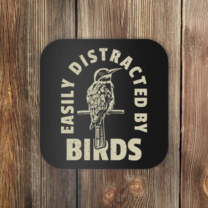 Easily Distracted By Birds Bird Cage Vintage Distress Coaster