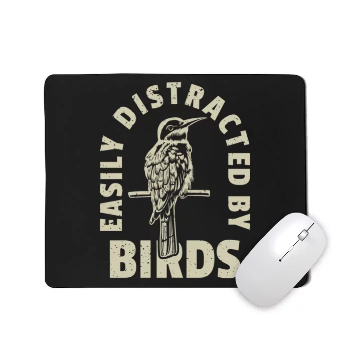 Easily Distracted By Birds Bird Cage Vintage Distress Mousepad