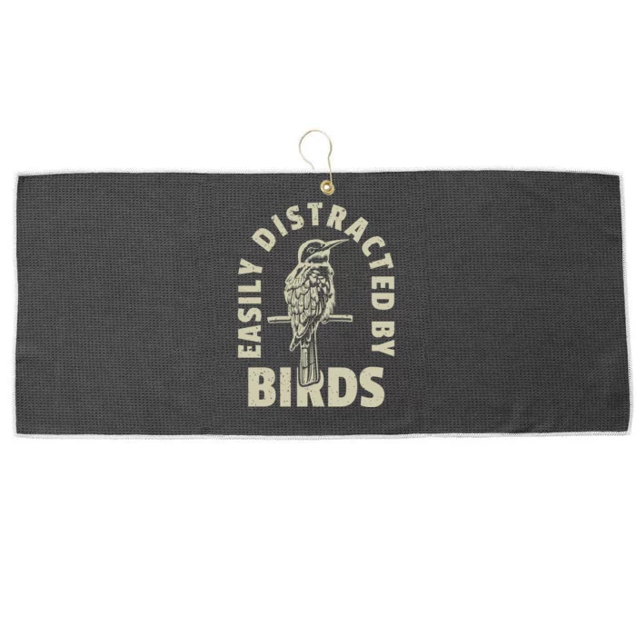 Easily Distracted By Birds Bird Cage Vintage Distress Large Microfiber Waffle Golf Towel