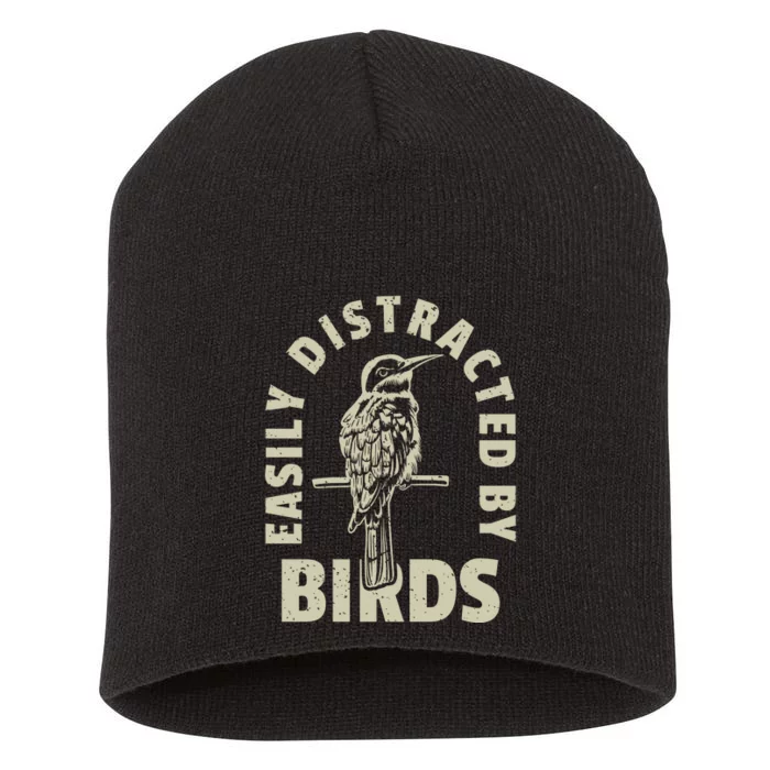 Easily Distracted By Birds Bird Cage Vintage Distress Short Acrylic Beanie