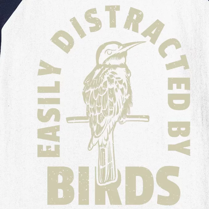 Easily Distracted By Birds Bird Cage Vintage Distress Baseball Sleeve Shirt