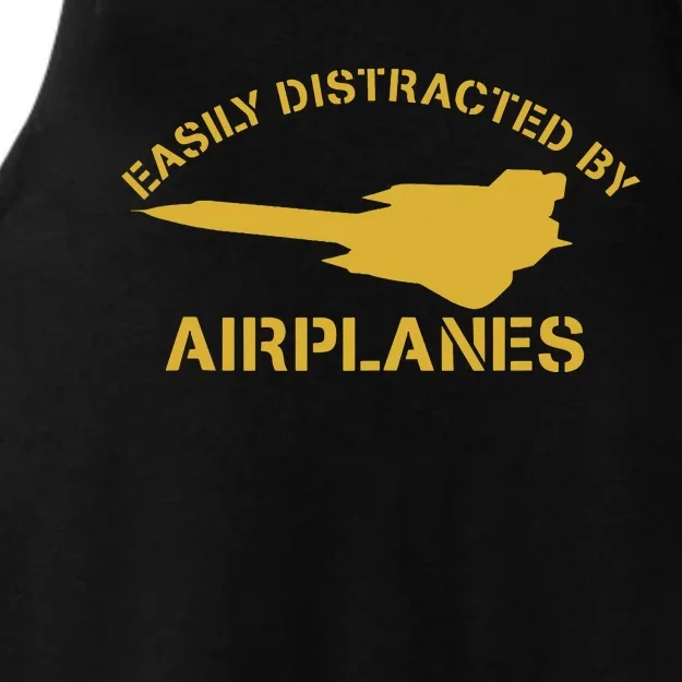 Easily Distracted By Airplanes SR71 Tank Top Ladies Tri-Blend Wicking Tank