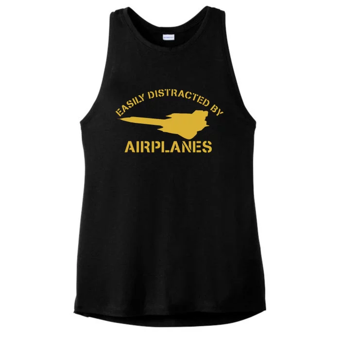 Easily Distracted By Airplanes SR71 Tank Top Ladies Tri-Blend Wicking Tank