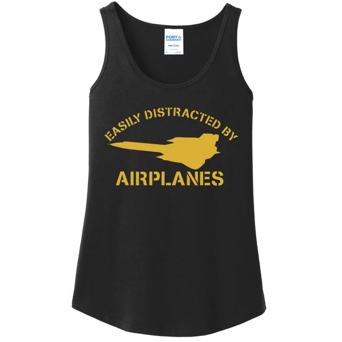 Easily Distracted By Airplanes SR71 Tank Top Ladies Essential Tank