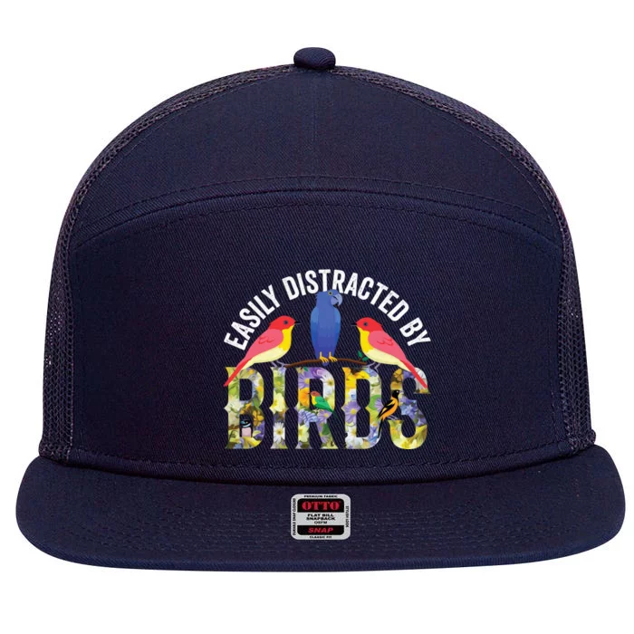 Easily Distracted By Birds Funny Bird Wtahers 7 Panel Mesh Trucker Snapback Hat