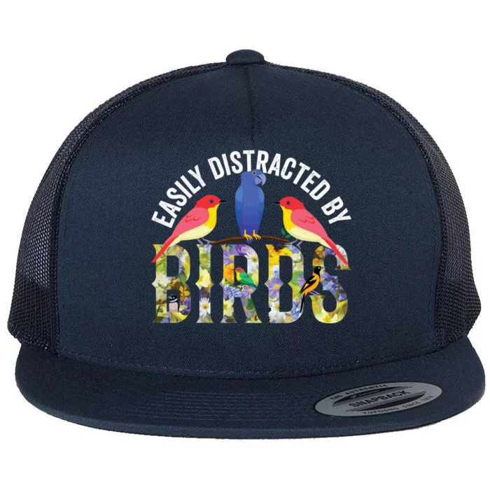 Easily Distracted By Birds Funny Bird Wtahers Flat Bill Trucker Hat