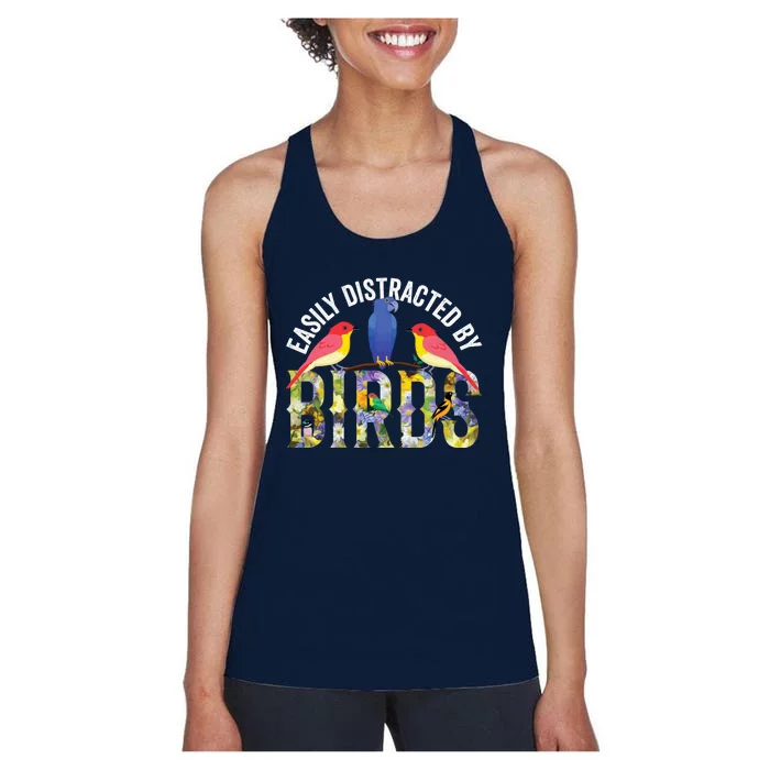 Easily Distracted By Birds Funny Bird Wtahers Women's Racerback Tank