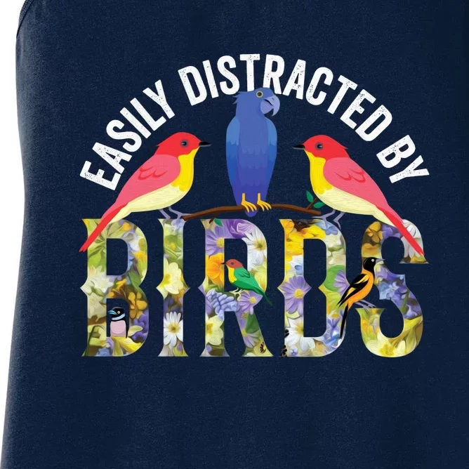 Easily Distracted By Birds Funny Bird Wtahers Women's Racerback Tank