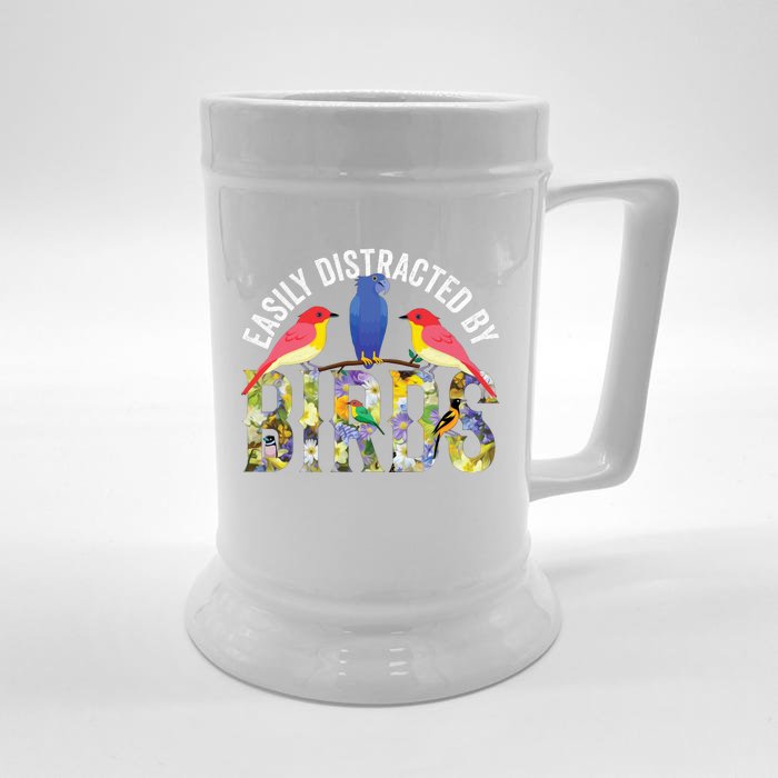 Easily Distracted By Birds Funny Bird Wtahers Front & Back Beer Stein