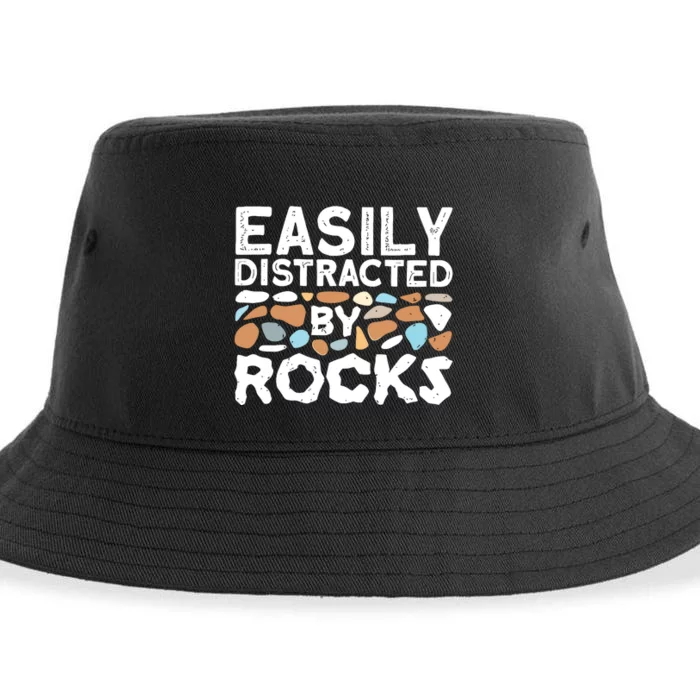 Easily Distracted By Rock Vintage Sustainable Bucket Hat