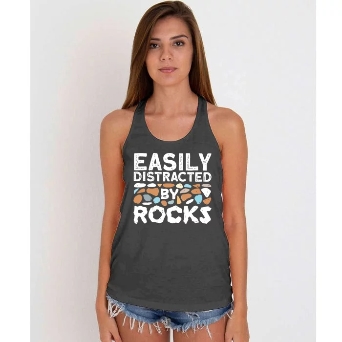 Easily Distracted By Rock Vintage Women's Knotted Racerback Tank