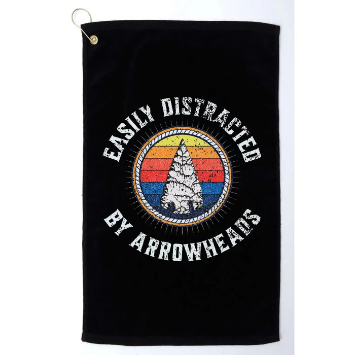 Easily Distracted By Arrowheads Fun Design Platinum Collection Golf Towel