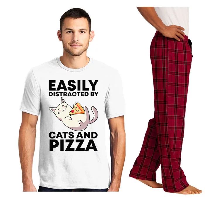 Easily Distracted By Cats And Pizza Kawaii Cat Lovers Gift Pajama Set