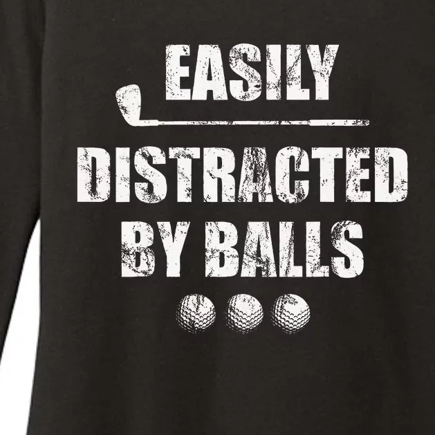 Easily Distracted By Balls Funny Golf Ball Putt Design Womens CVC Long Sleeve Shirt