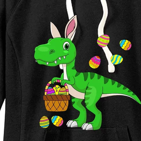 Easter Dinosaur Bunny Ears Easter Basket Stuffers Women's Fleece Hoodie